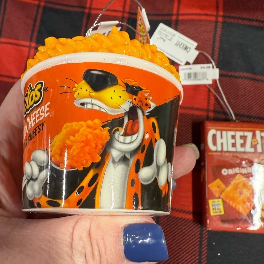 Orange Crunchy Cheeto’s and Cheez Holiday Christmas Ornaments Brand New Set of 3